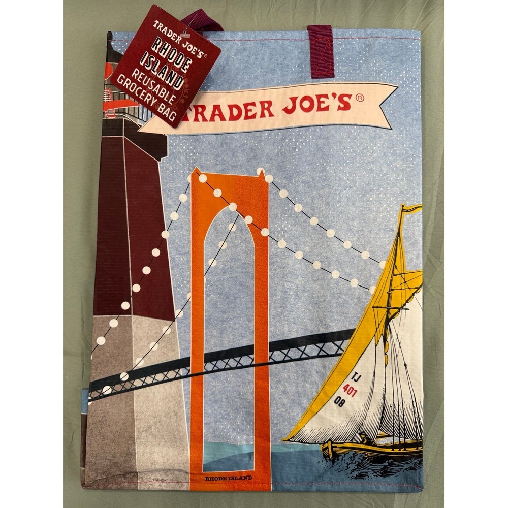 Trader Joe's Rhode Island Reusable Tote Bag Block Island Lighthouse (2024)‎